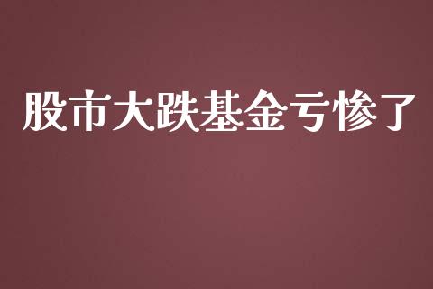 股市大跌基金亏惨了_https://www.fsyjjx.cn_理财资讯_第1张