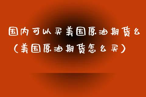 国内可以买美国原油期货么（美国原油期货怎么买）_https://www.fsyjjx.cn_期货资讯_第1张