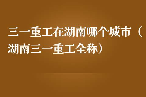 三一重工在湖南哪个城市（湖南三一重工全称）_https://www.fsyjjx.cn_股票指导_第1张