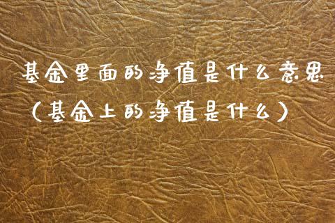 基金里面的净值是什么意思（基金上的净值是什么）_https://www.fsyjjx.cn_问财精选_第1张