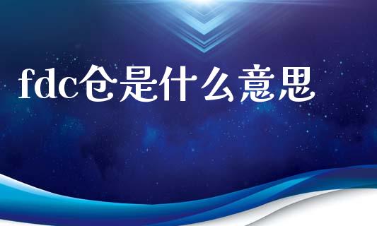 fdc仓是什么意思_https://www.fsyjjx.cn_期货在线_第1张