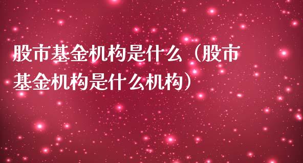 股市基金机构是什么（股市基金机构是什么机构）_https://www.fsyjjx.cn_问财精选_第1张