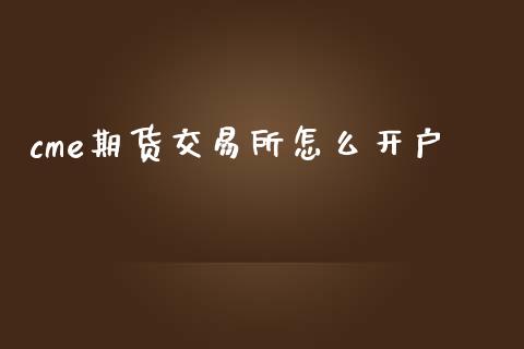 cme期货交易所怎么开户_https://www.fsyjjx.cn_股指期货_第1张