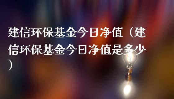 建信环保基金今日净值（建信环保基金今日净值是多少）_https://www.fsyjjx.cn_理财资讯_第1张