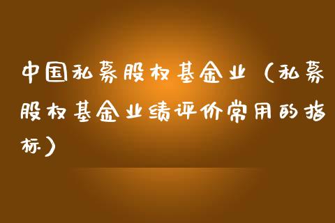 中国私募股权基金业（私募股权基金业绩评价常用的指标）_https://www.fsyjjx.cn_问财精选_第1张