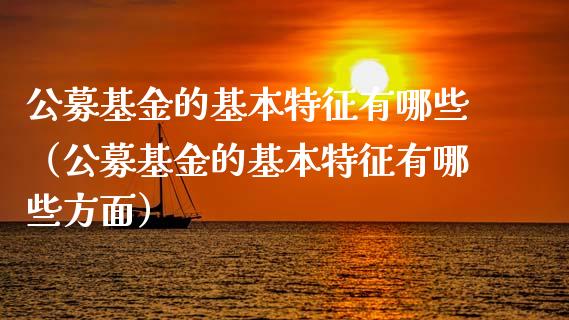 公募基金的基本特征有哪些（公募基金的基本特征有哪些方面）_https://www.fsyjjx.cn_理财资讯_第1张