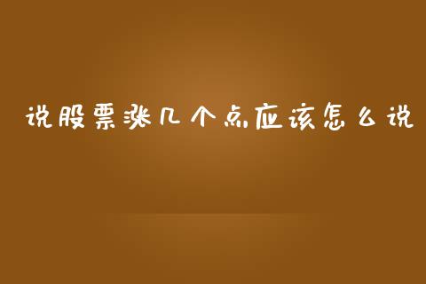 说股票涨几个点应该怎么说_https://www.fsyjjx.cn_期货在线_第1张