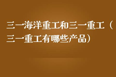 三一海洋重工和三一重工（三一重工有哪些产品）_https://www.fsyjjx.cn_股市分析_第1张