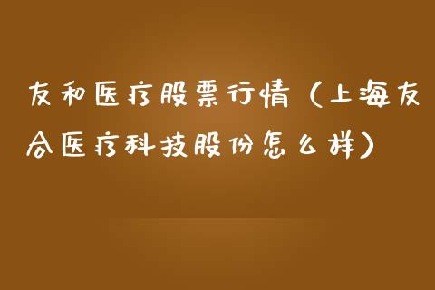 友和医疗股票行情（上海友合医疗科技股份怎么样）_https://www.fsyjjx.cn_股票指导_第1张