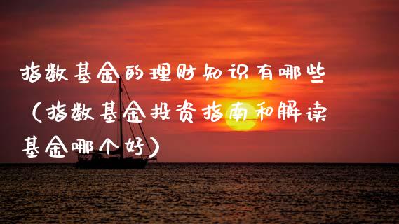 指数基金的理财知识有哪些（指数基金投资指南和解读基金哪个好）_https://www.fsyjjx.cn_问财精选_第1张