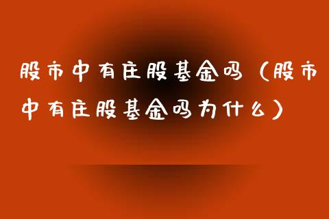 股市中有庄股基金吗（股市中有庄股基金吗为什么）_https://www.fsyjjx.cn_问财精选_第1张