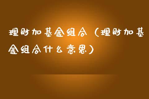 理财加基金组合（理财加基金组合什么意思）_https://www.fsyjjx.cn_理财资讯_第1张