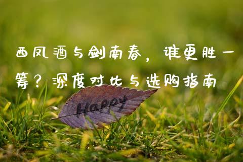 西凤酒与剑南春，谁更胜一筹？深度对比与选购指南_https://www.fsyjjx.cn_问财精选_第1张