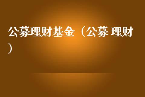 公募理财基金（公募 理财）_https://www.fsyjjx.cn_问财精选_第1张