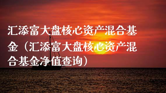 汇添富大盘核心资产混合基金（汇添富大盘核心资产混合基金净值查询）_https://www.fsyjjx.cn_问财精选_第1张