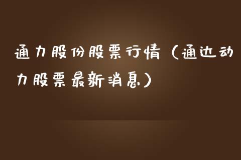 通力股份股票行情（通达动力股票最新消息）_https://www.fsyjjx.cn_股票指导_第1张
