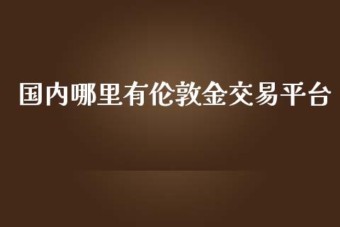 国内哪里有伦敦金交易平台_https://www.fsyjjx.cn_期货资讯_第1张