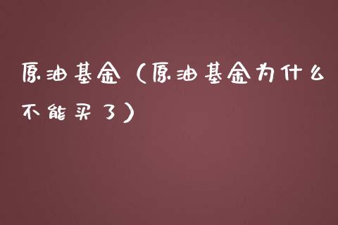 原油基金（原油基金为什么不能买了）_https://www.fsyjjx.cn_问财精选_第1张
