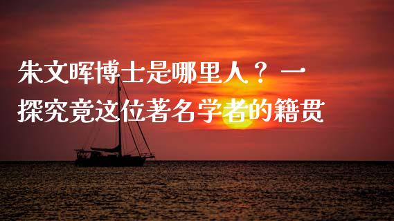朱文晖博士是哪里人？ 一探究竟这位著名学者的籍贯_https://www.fsyjjx.cn_期货在线_第1张