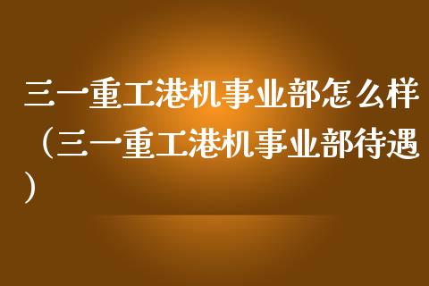 三一重工港机事业部怎么样（三一重工港机事业部待遇）_https://www.fsyjjx.cn_股市分析_第1张