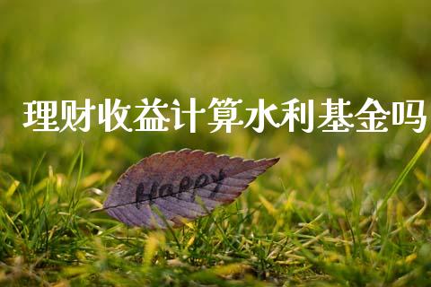 理财收益计算水利基金吗_https://www.fsyjjx.cn_问财精选_第1张