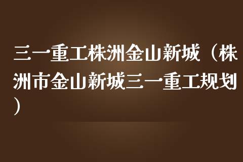 三一重工株洲金山新城（株洲市金山新城三一重工规划）_https://www.fsyjjx.cn_股指期货_第1张