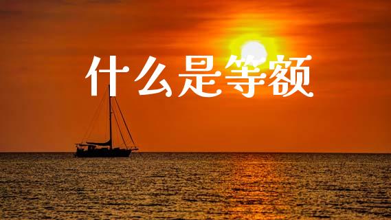 什么是等额_https://www.fsyjjx.cn_期货资讯_第1张