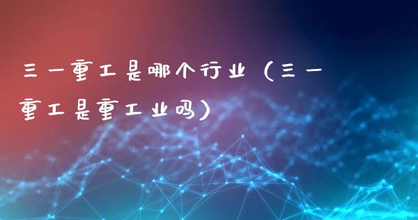 三一重工是哪个行业（三一重工是重工业吗）_https://www.fsyjjx.cn_股票指导_第1张