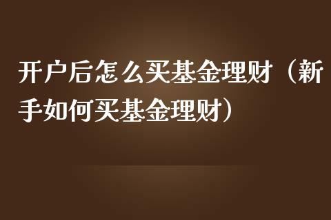 开户后怎么买基金理财（新手如何买基金理财）_https://www.fsyjjx.cn_理财资讯_第1张