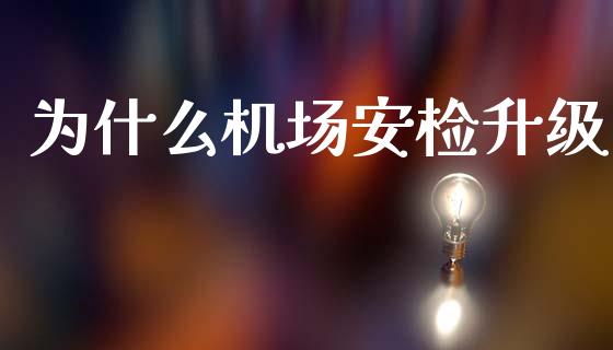 为什么机场安检升级_https://www.fsyjjx.cn_期货研报_第1张