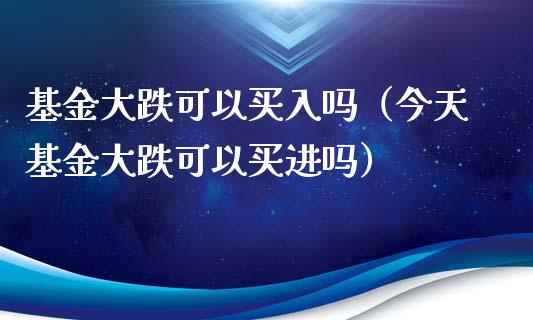 基金大跌可以买入吗（今天基金大跌可以买进吗）_https://www.fsyjjx.cn_问财精选_第1张