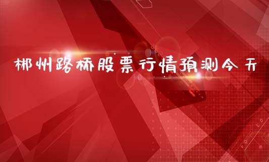 郴州路桥股票行情预测今天_https://www.fsyjjx.cn_股票指导_第1张