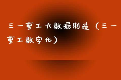 三一重工大数据制造（三一重工数字化）_https://www.fsyjjx.cn_股指期货_第1张