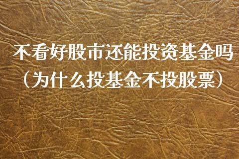 不看好股市还能投资基金吗（为什么投基金不投股票）_https://www.fsyjjx.cn_问财精选_第1张
