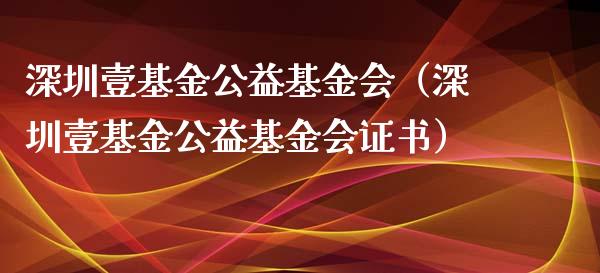 深圳壹基金公益基金会（深圳壹基金公益基金会证书）_https://www.fsyjjx.cn_理财资讯_第1张