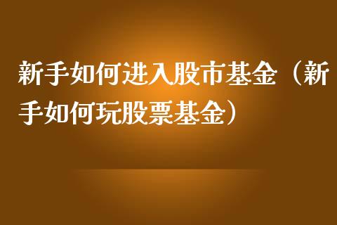 新手如何进入股市基金（新手如何玩股票基金）_https://www.fsyjjx.cn_问财精选_第1张