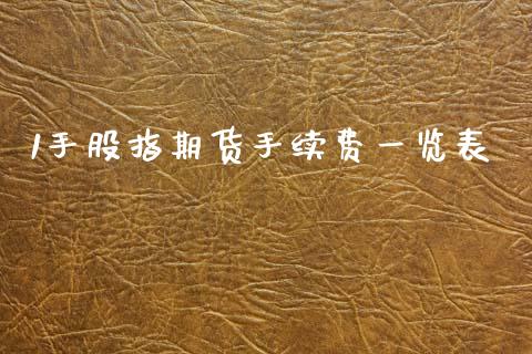 1手股指期货手续费一览表_https://www.fsyjjx.cn_期货资讯_第1张