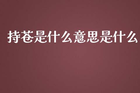 持苍是什么意思是什么_https://www.fsyjjx.cn_股指期货_第1张