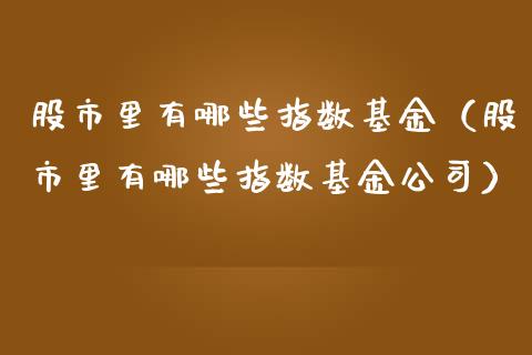 股市里有哪些指数基金（股市里有哪些指数基金公司）_https://www.fsyjjx.cn_问财精选_第1张