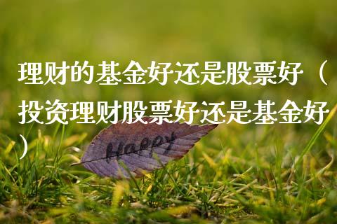 理财的基金好还是股票好（投资理财股票好还是基金好）_https://www.fsyjjx.cn_问财精选_第1张