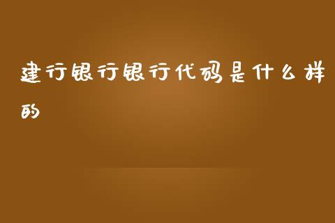 建行银行银行代码是什么样的_https://www.fsyjjx.cn_股指期货_第1张