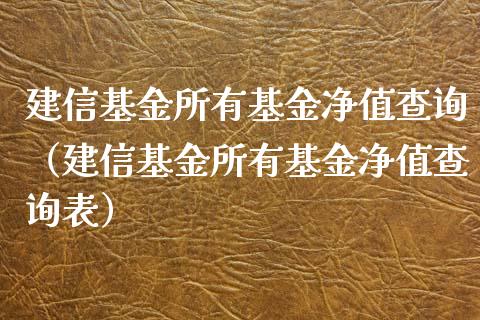 建信基金所有基金净值查询（建信基金所有基金净值查询表）_https://www.fsyjjx.cn_理财资讯_第1张
