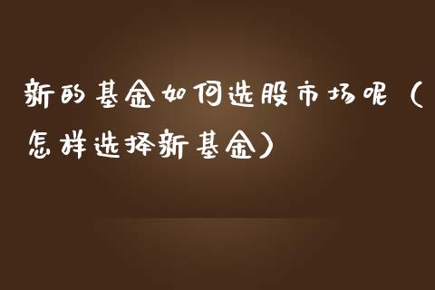新的基金如何选股市场呢（怎样选择新基金）_https://www.fsyjjx.cn_问财精选_第1张