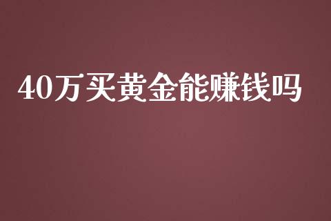 40万买黄金能赚钱吗_https://www.fsyjjx.cn_期货资讯_第1张