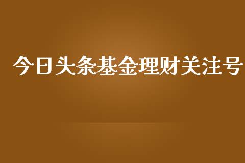 今日头条基金理财关注号_https://www.fsyjjx.cn_问财精选_第1张
